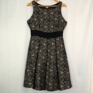 Eva Franco Brocade Fit N Flare Wool Dress Gray & Black Size 10